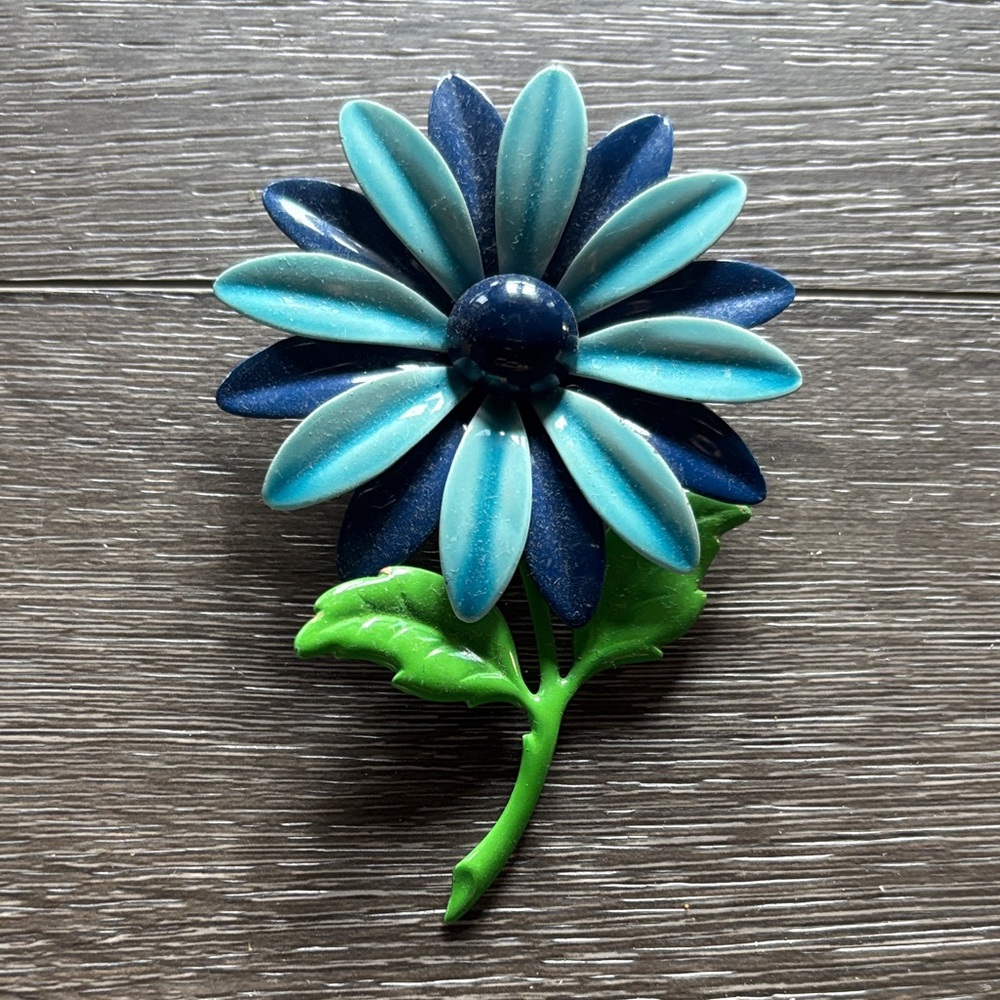 Blue and Green Flower Brooch